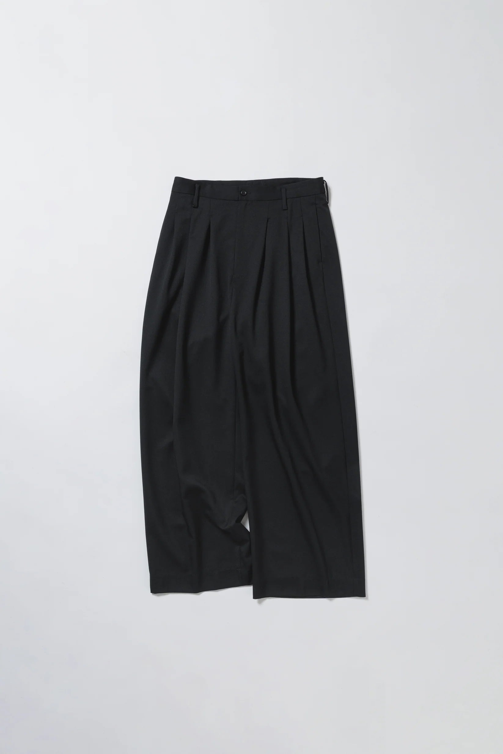 nakedgauge - WOOL GABARDINE 3PLEAT WIDE SLACKS - BLACK – un