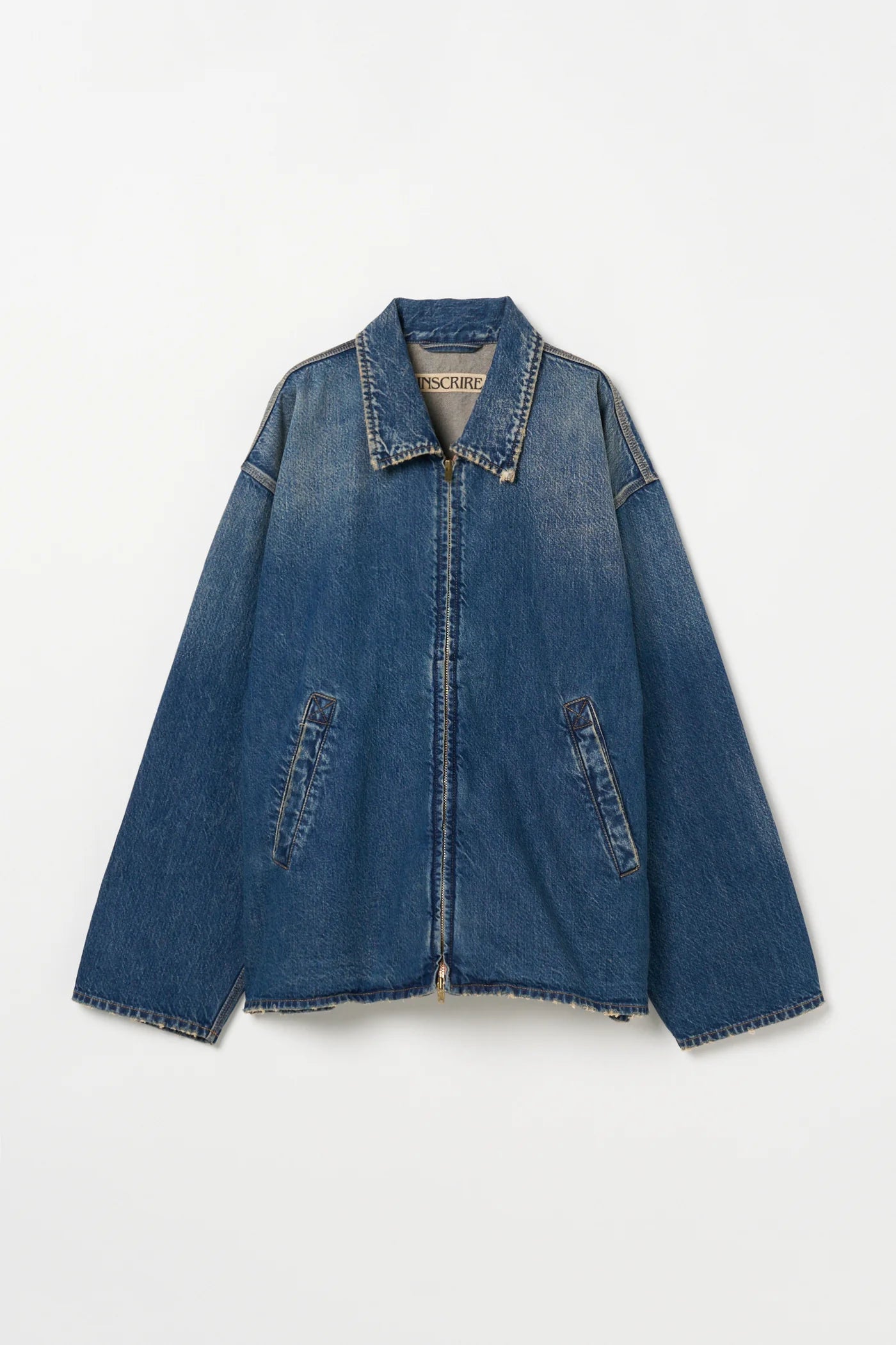 INSCRIRE - Used Denim Zip Up Blouson - DK.BLUE USED – un