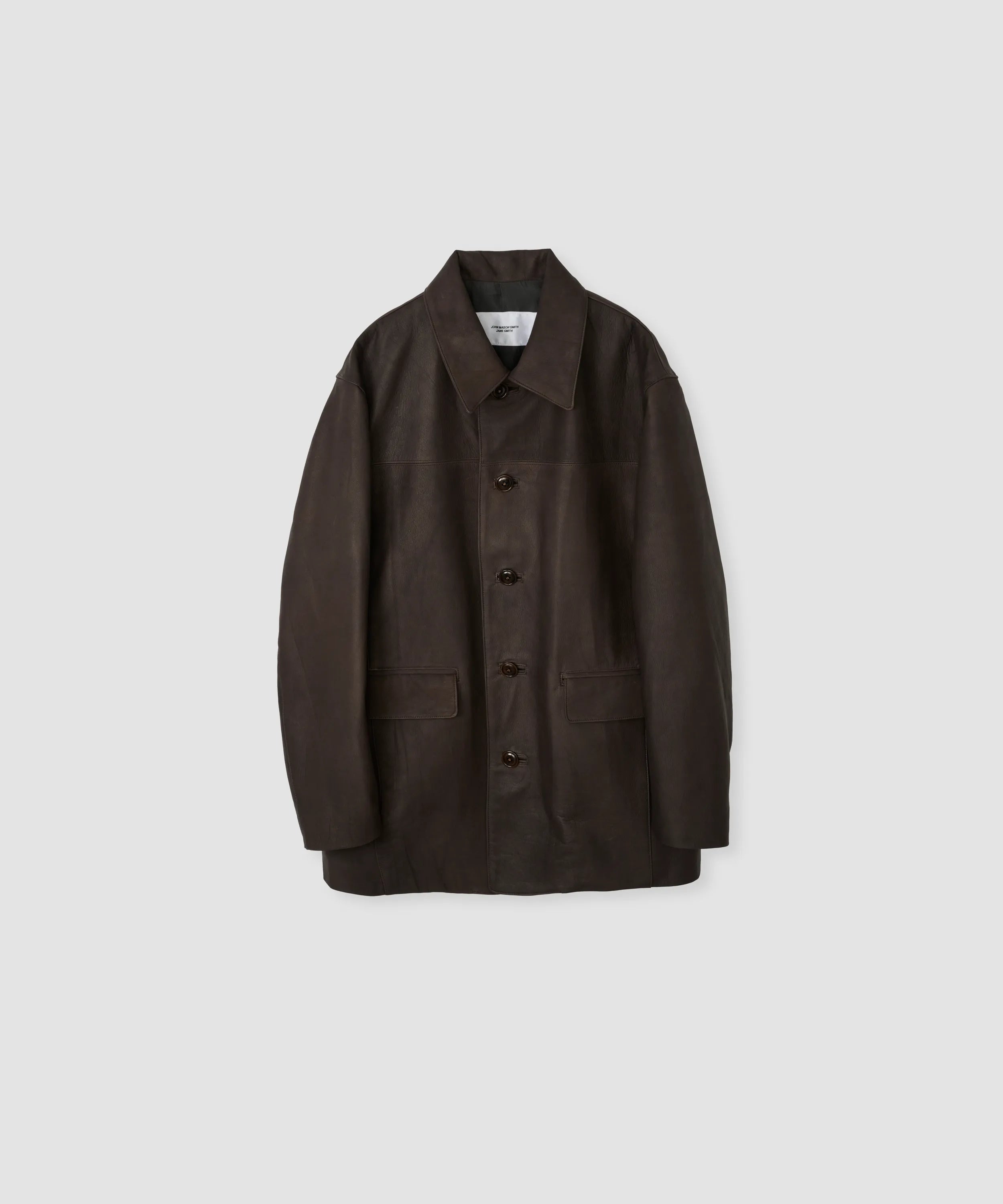 JOHN MASON SMITH / JANE SMITH - COW LEATHER CAR COAT - BROWN – un