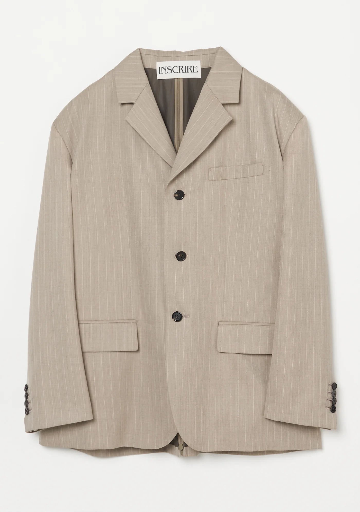 INSCRIRE Wool Back Open Jacket - BEIGE STRIPE – un INSCRIRE Wool Back Open Jacket - BEIGE STRIPE – un