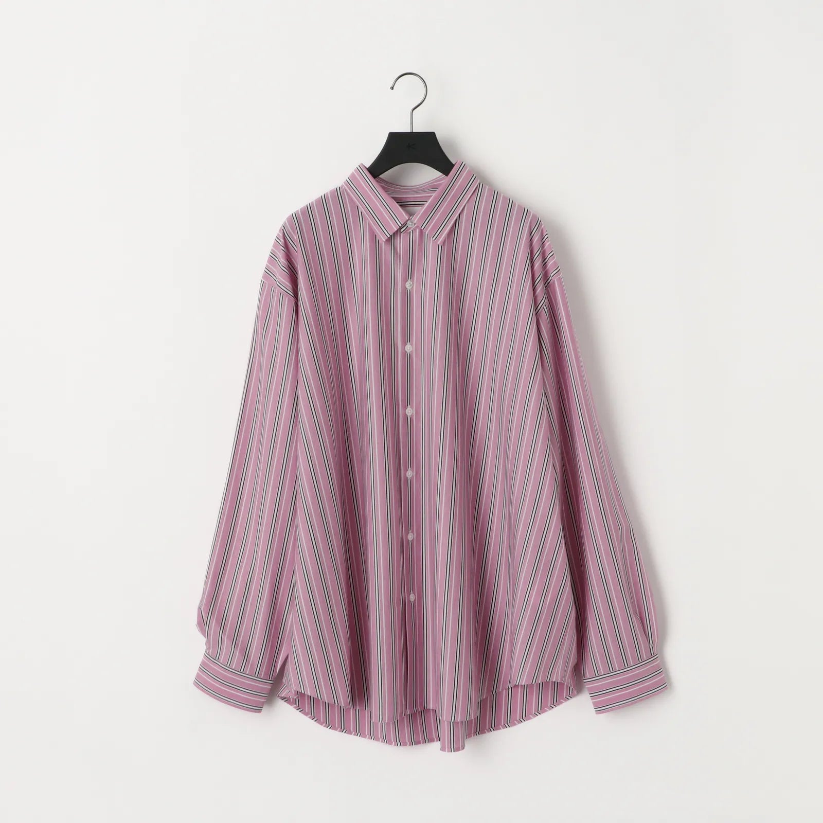 KANEMASA PHIL 46G ATMOSPHERE SHIRT ピンク L KANEMASA PHIL. - 46G Stripe Atmosphere Shirt - PINK BLACK – un