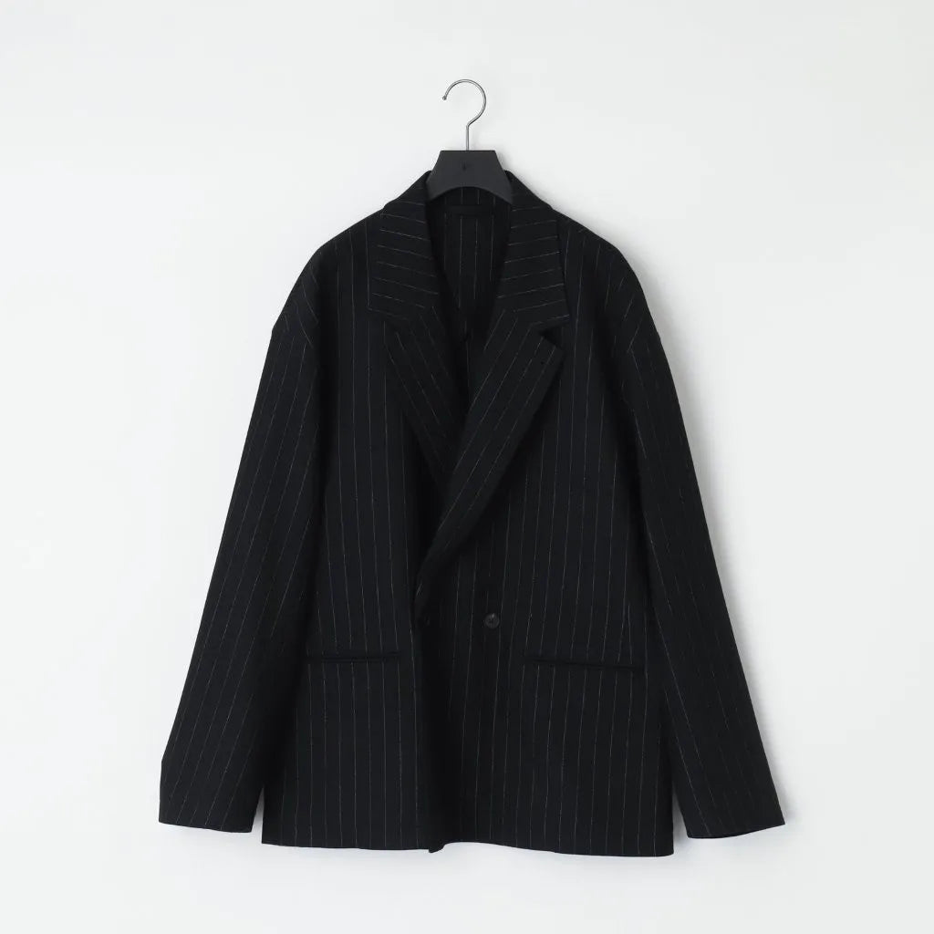 KANEMASA PHIL. - 36G Wool Stripe Double Jacket - BLACK – un