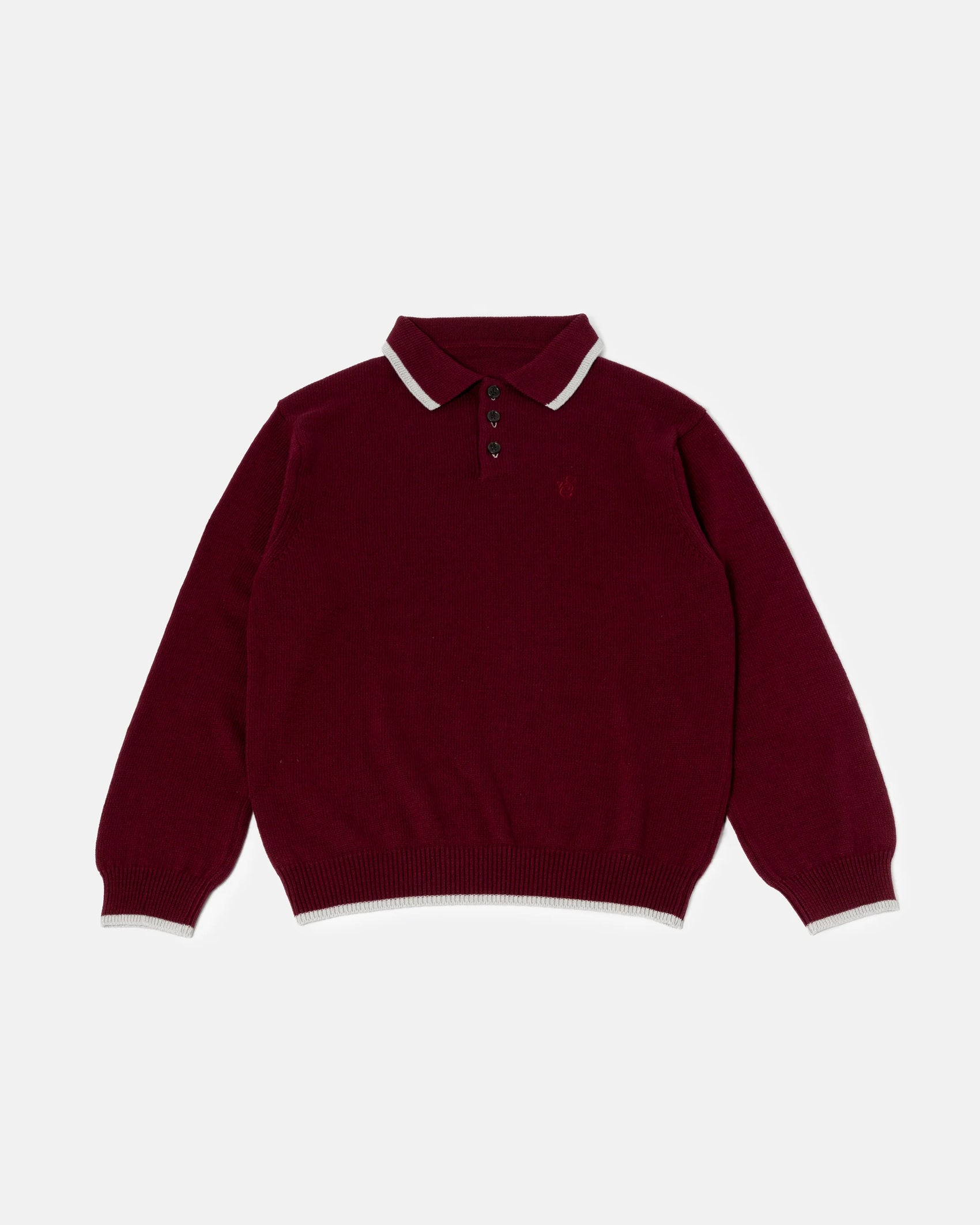 SimplyComplicated - EDGE LINE KNIT POLO - BORDEAUX