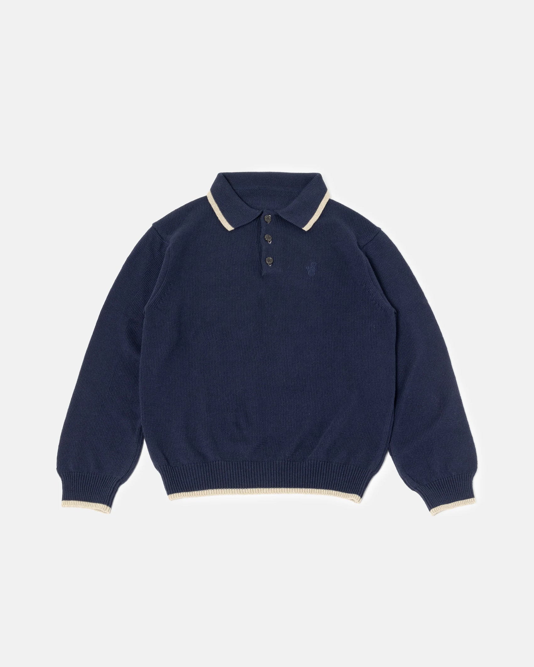 SimplyComplicated - EDGE LINE KNIT POLO - NAVY