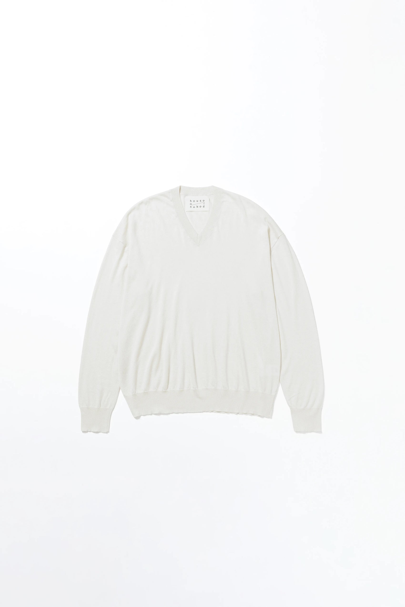 house of naked - SILK × CASHMERE V-NECK CREWNECK KNIT - RAW WHITE