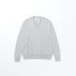 house of naked - SILK × CASHMERE V-NECK CREWNECK KNIT - LIGHT GRAY