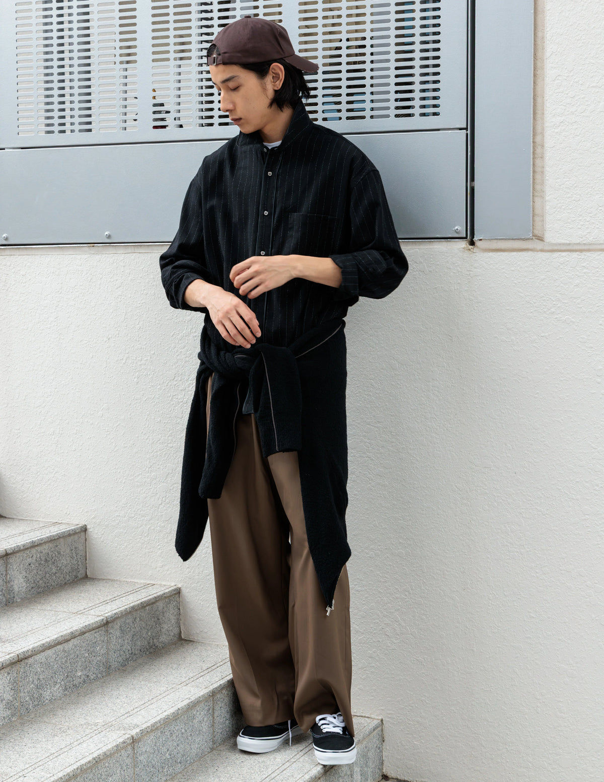SimplyComplicated - LINED EDGE SILK BLENDED SHIRT - BLACK