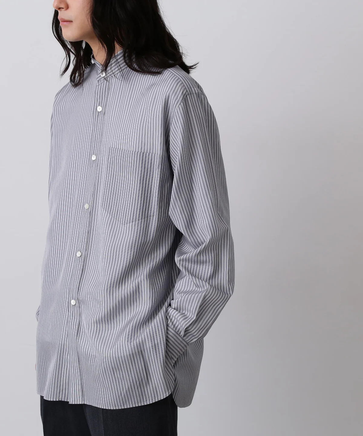 YLÈVE - ACETATE CUPRA STRIPE SHIRT - BLACK