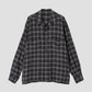 YLÈVE - BRUSHED RAYON CHECK OPEN/COLLAR SHIRT - GREY