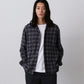 YLÈVE - BRUSHED RAYON CHECK OPEN/COLLAR SHIRT - GREY