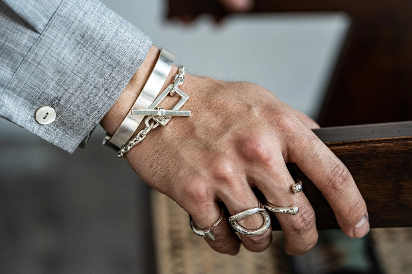 WAKAN SILVER SMITH - See through curve ring M  - SILVER