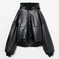 INSCRIRE - Leather Zip Up Hoodie - BLACK