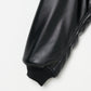 INSCRIRE - Leather Zip Up Hoodie - BLACK