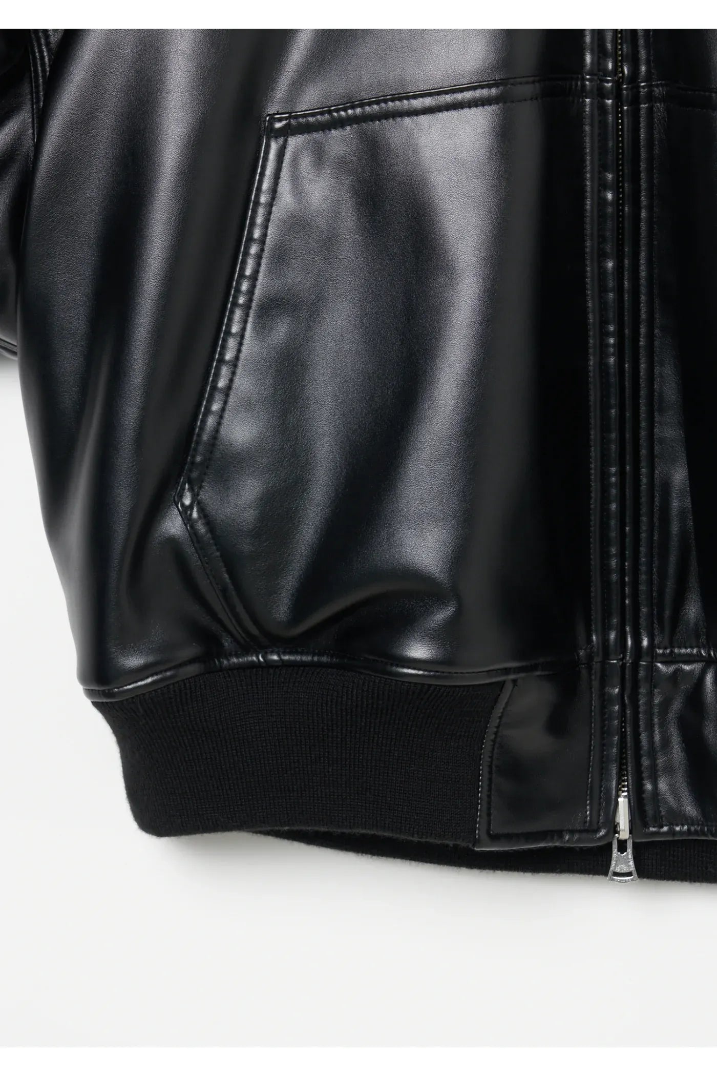 INSCRIRE - Leather Zip Up Hoodie - BLACK