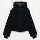 INSCRIRE - Leather Zip Up Hoodie - BLACK