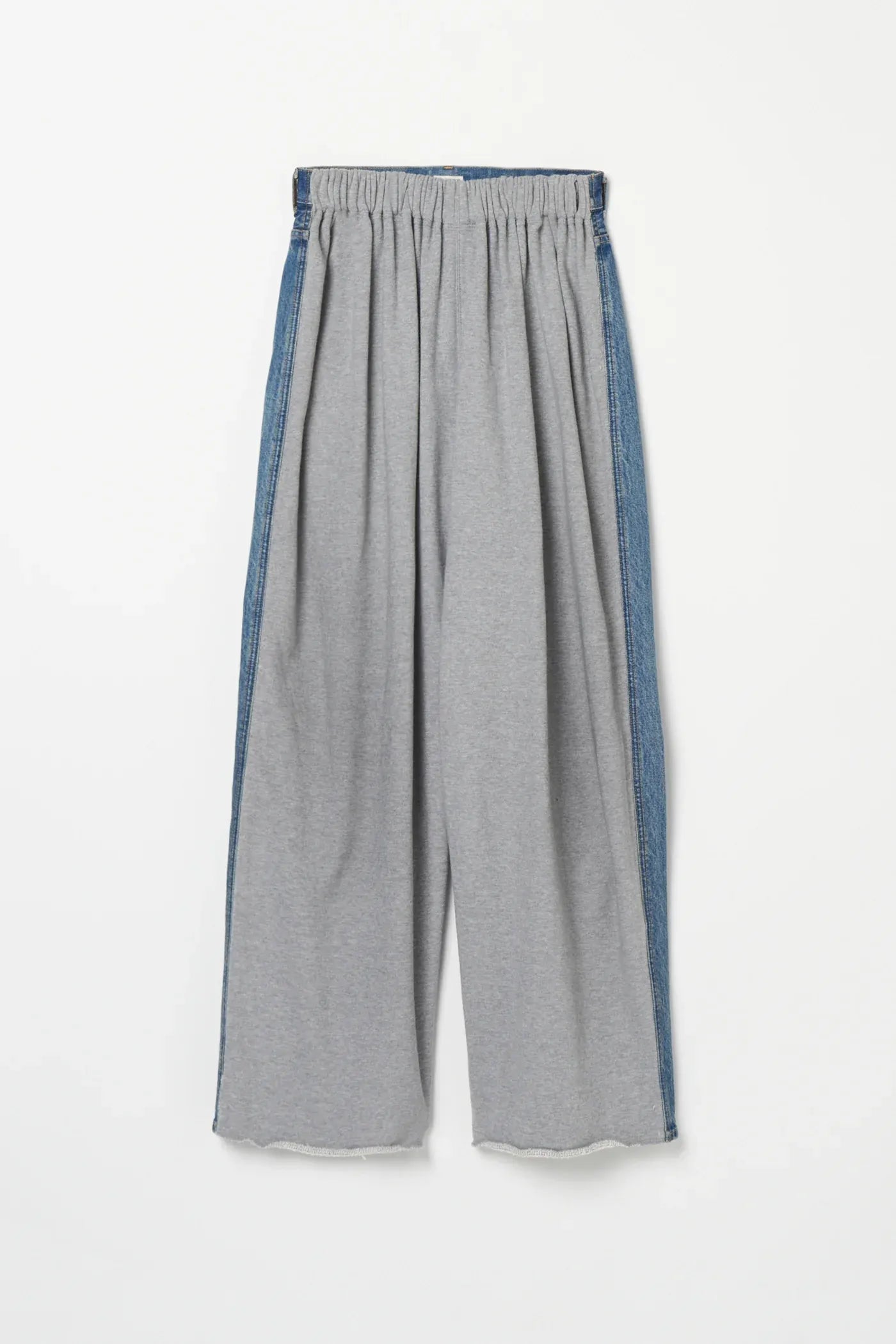 INSCRIRE - Hybrid Sweat Denim Pants - BLUE USED × LT.GREY