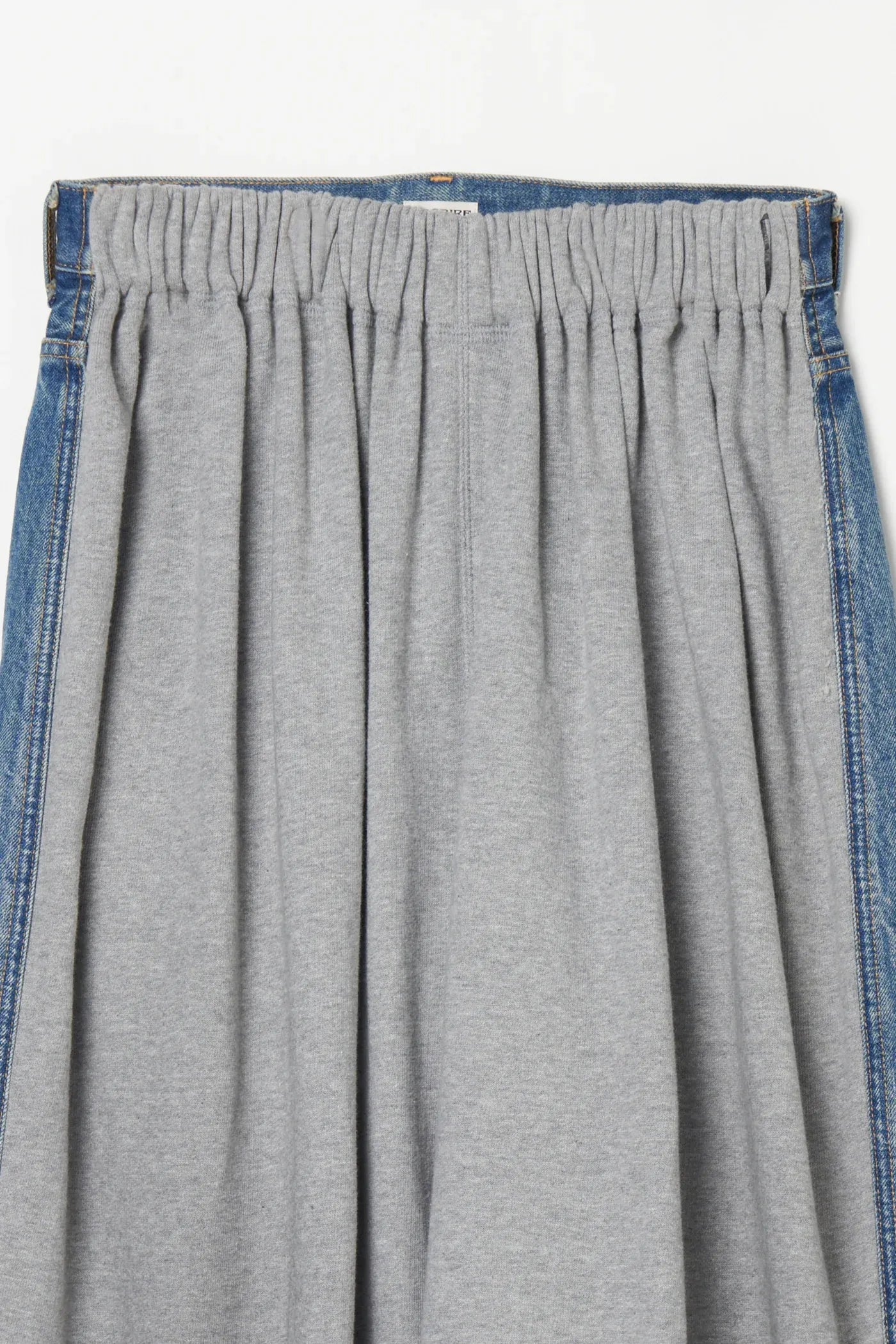 INSCRIRE - Hybrid Sweat Denim Pants - BLUE USED × LT.GREY