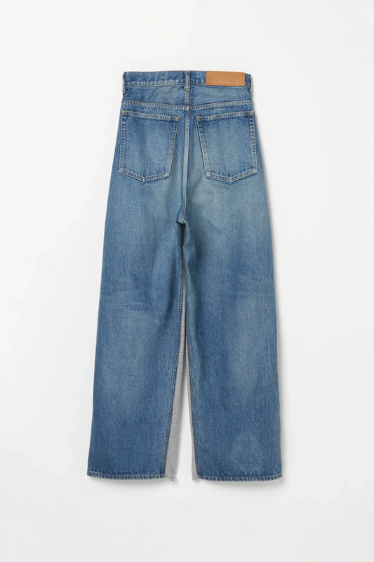 INSCRIRE - Hybrid Sweat Denim Pants - BLUE USED × LT.GREY