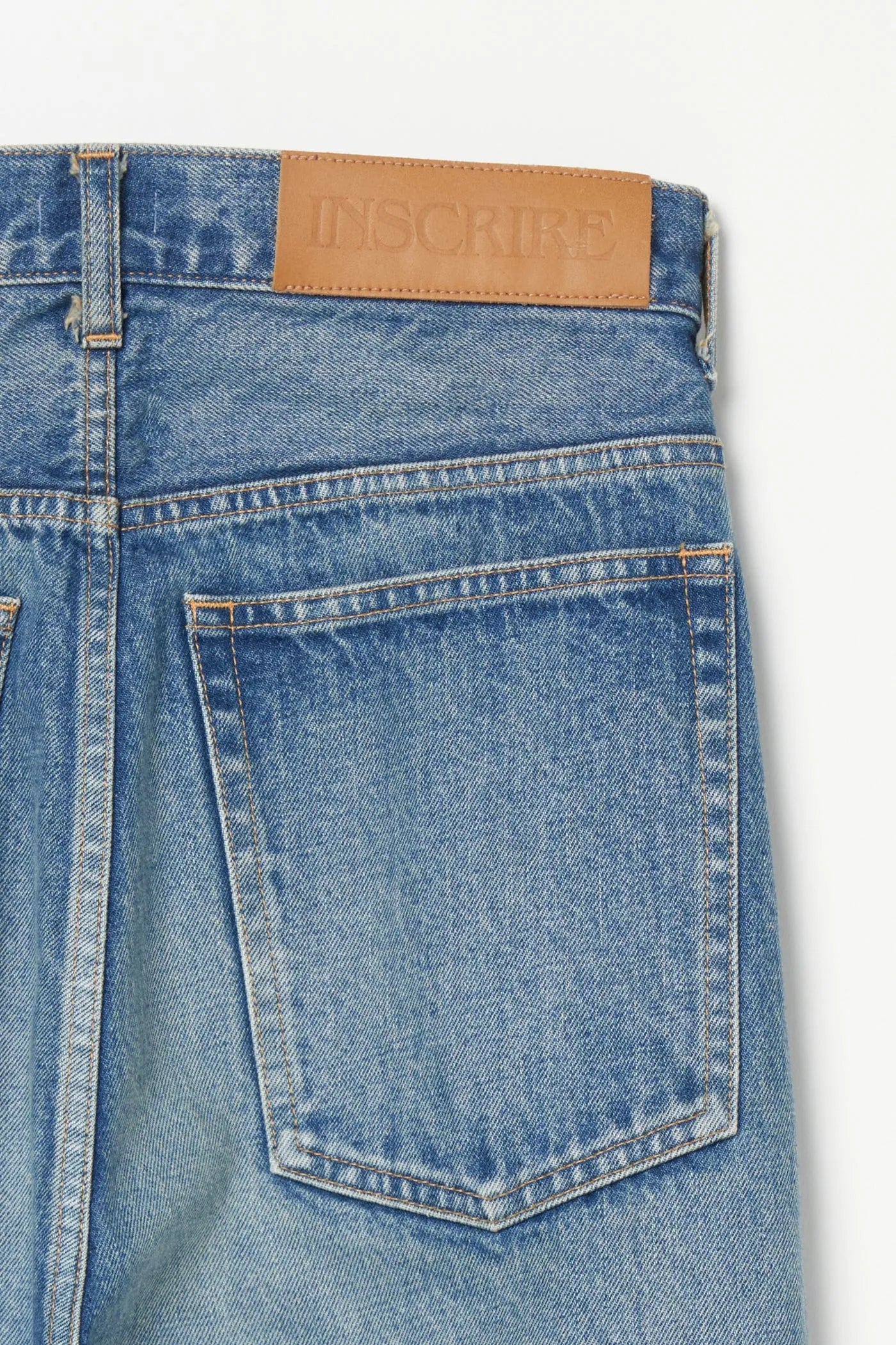INSCRIRE - Hybrid Sweat Denim Pants - BLUE USED × LT.GREY