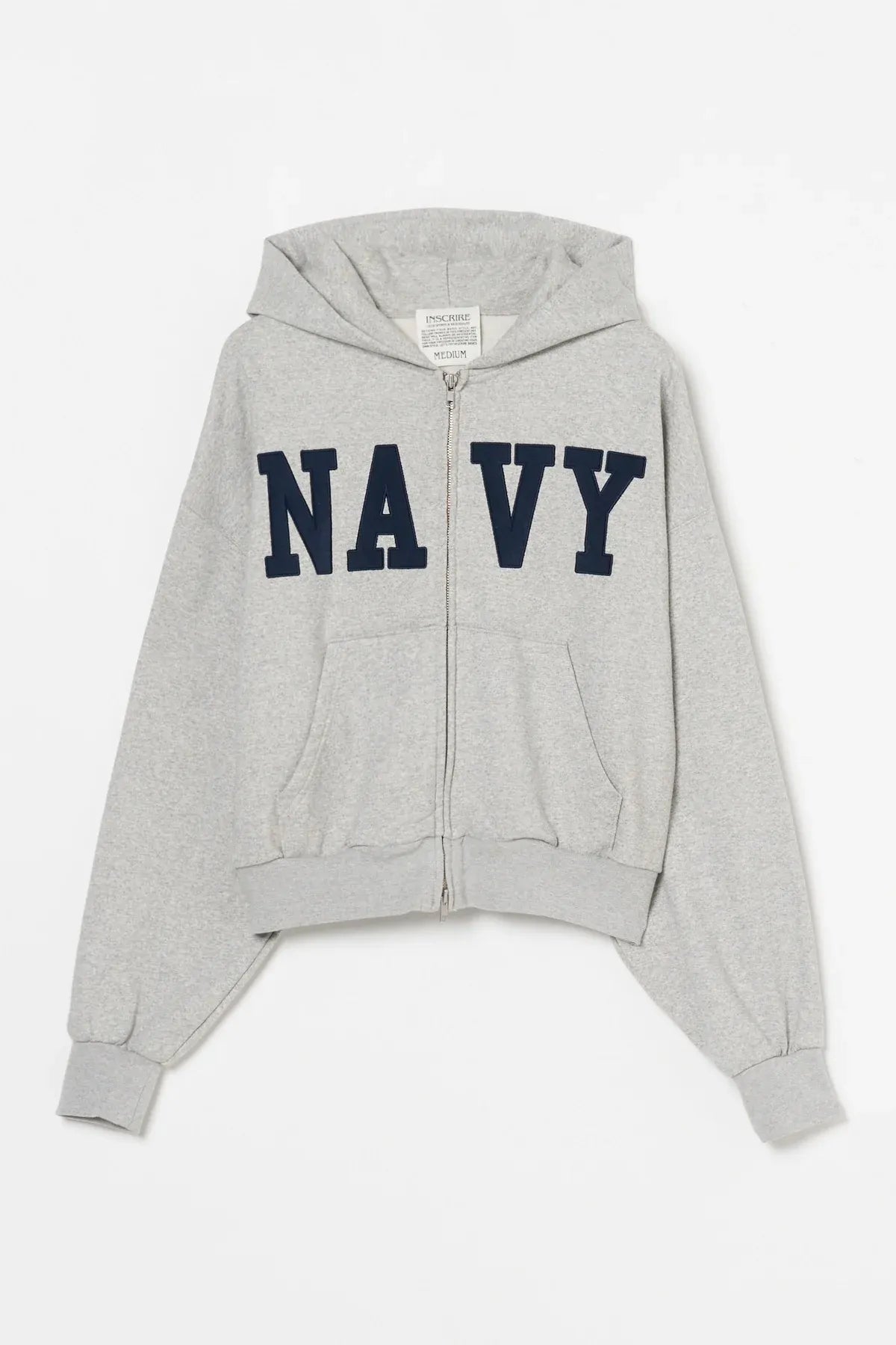 INSCRIRE - Navy Zip Hoodie - LT.GREY