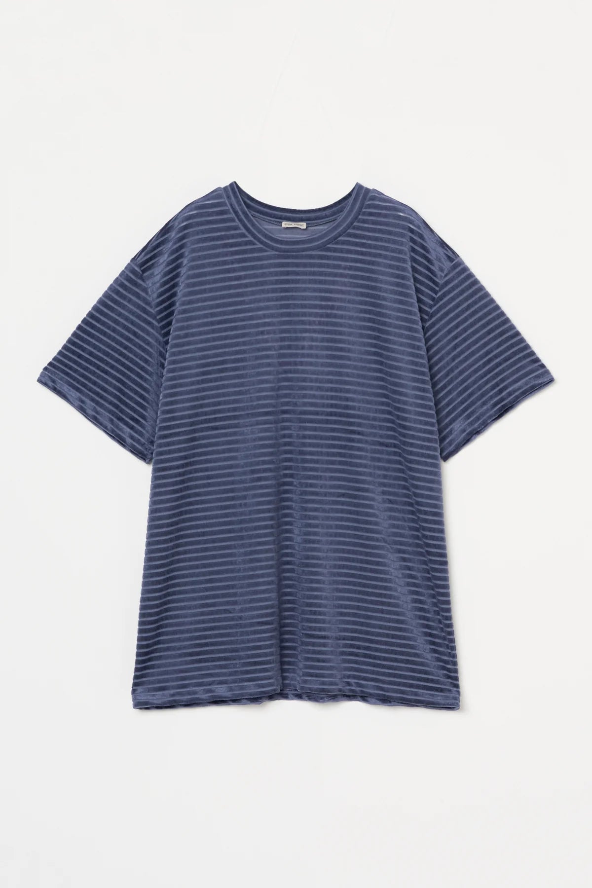 INSCRIRE - Velour Border T-Shirt - BLUE