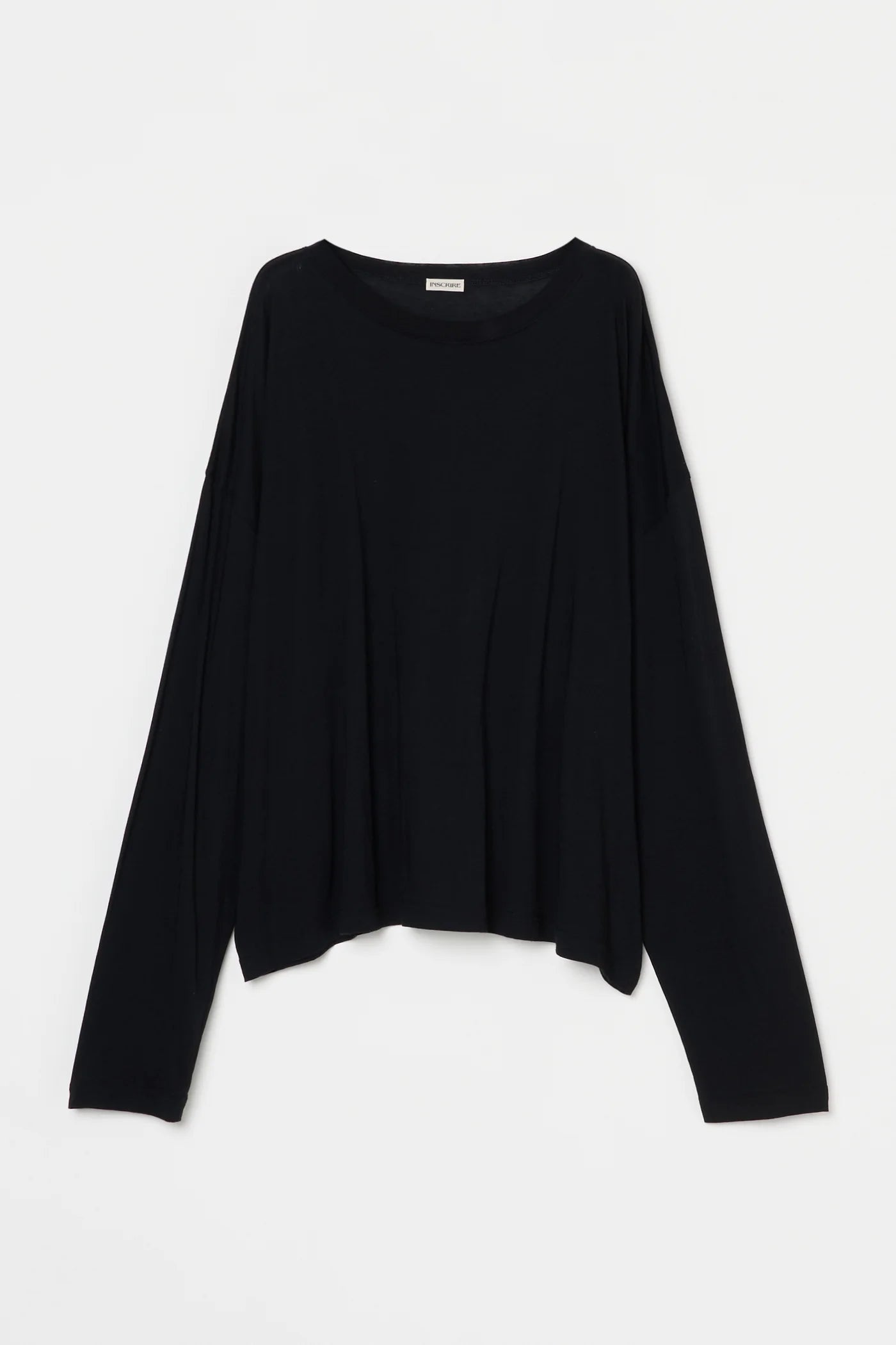 INSCRIRE - Cotton Silk Over Size Long T- Shirt - BLACK