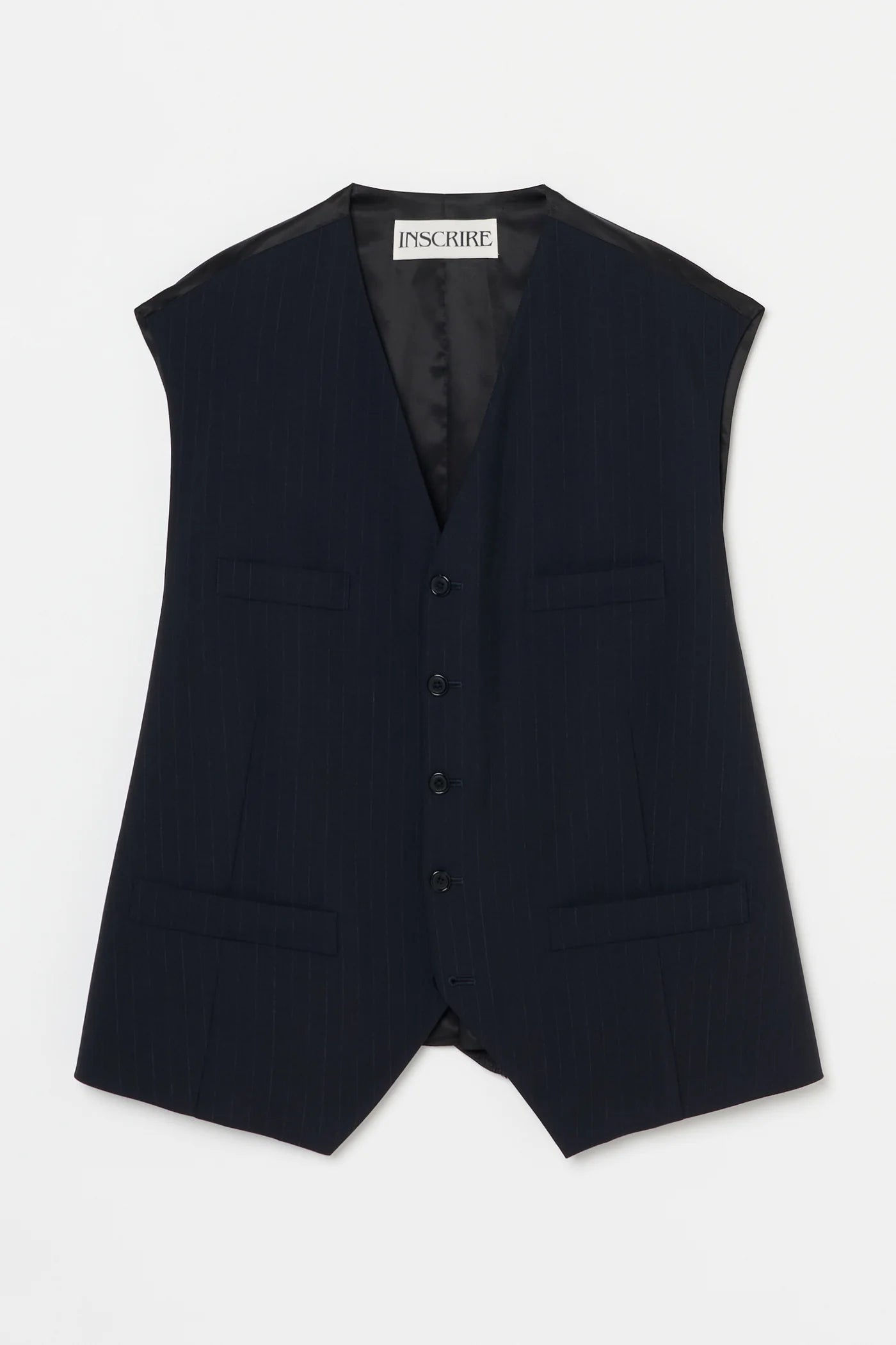 INSCRIRE - Wool Over Size Gilet - NAVY STRIPE