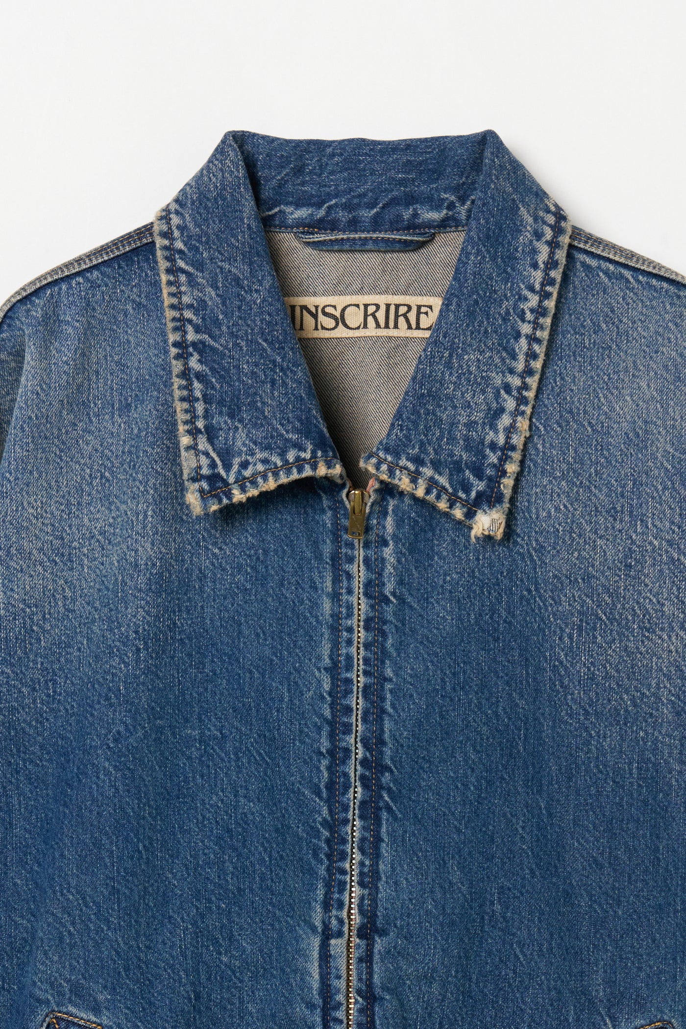INSCRIRE - Used Denim Zip Up Blouson - DK.BLUE USED – un
