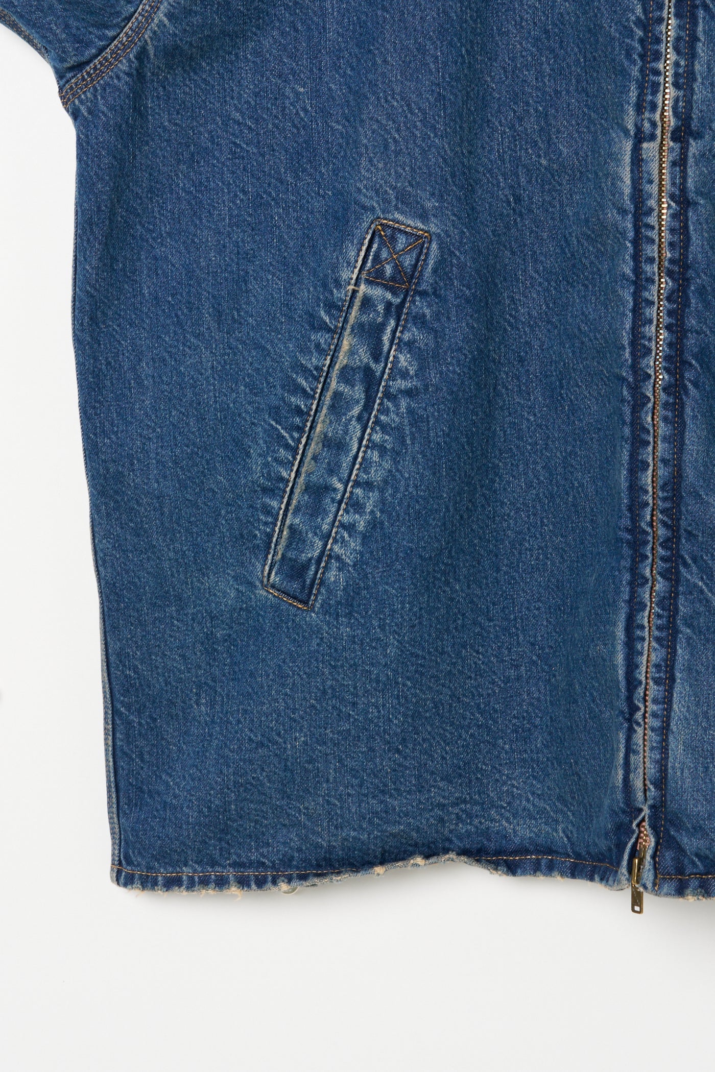 INSCRIRE - Used Denim Zip Up Blouson - DK.BLUE USED