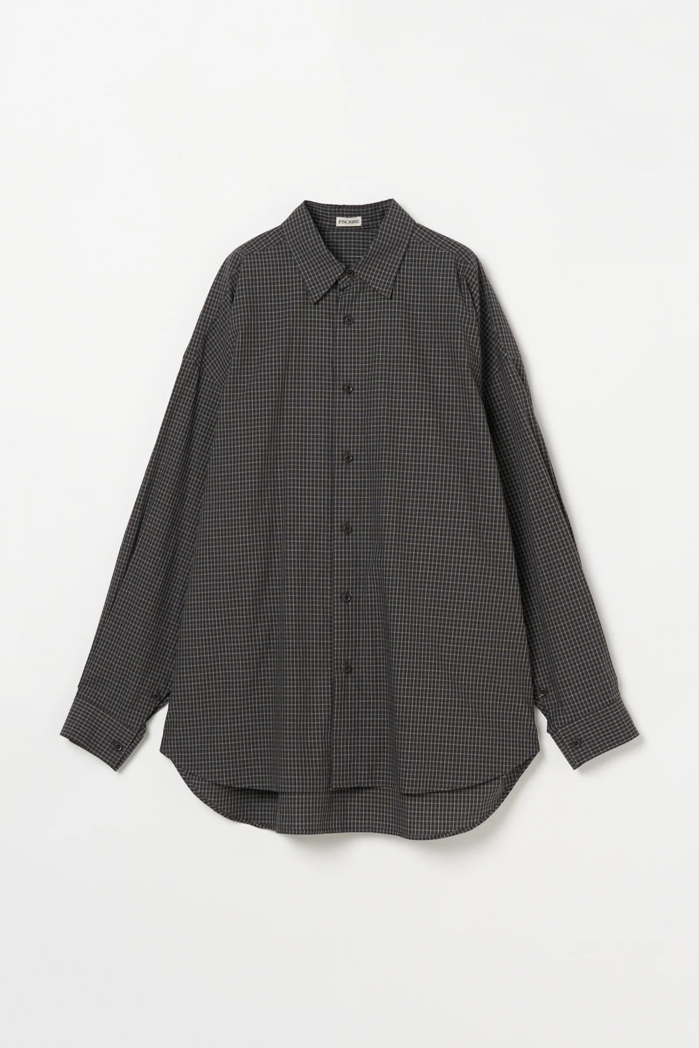 INSCRIRE - Cotton Check Cape Shirt - BLACK