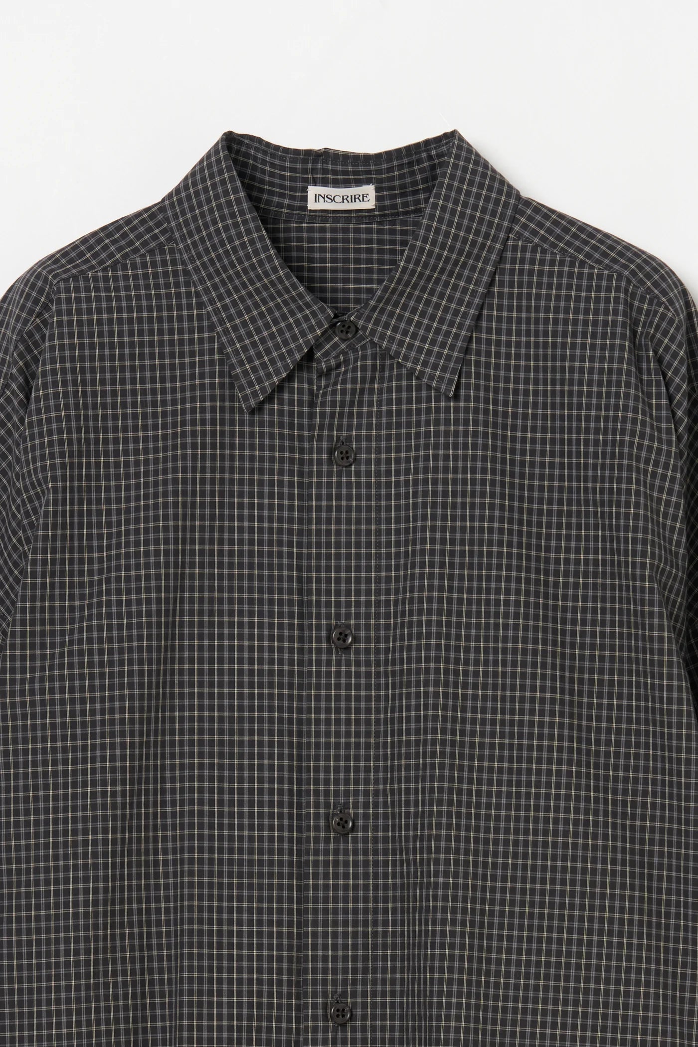 INSCRIRE - Cotton Check Cape Shirt - BLACK