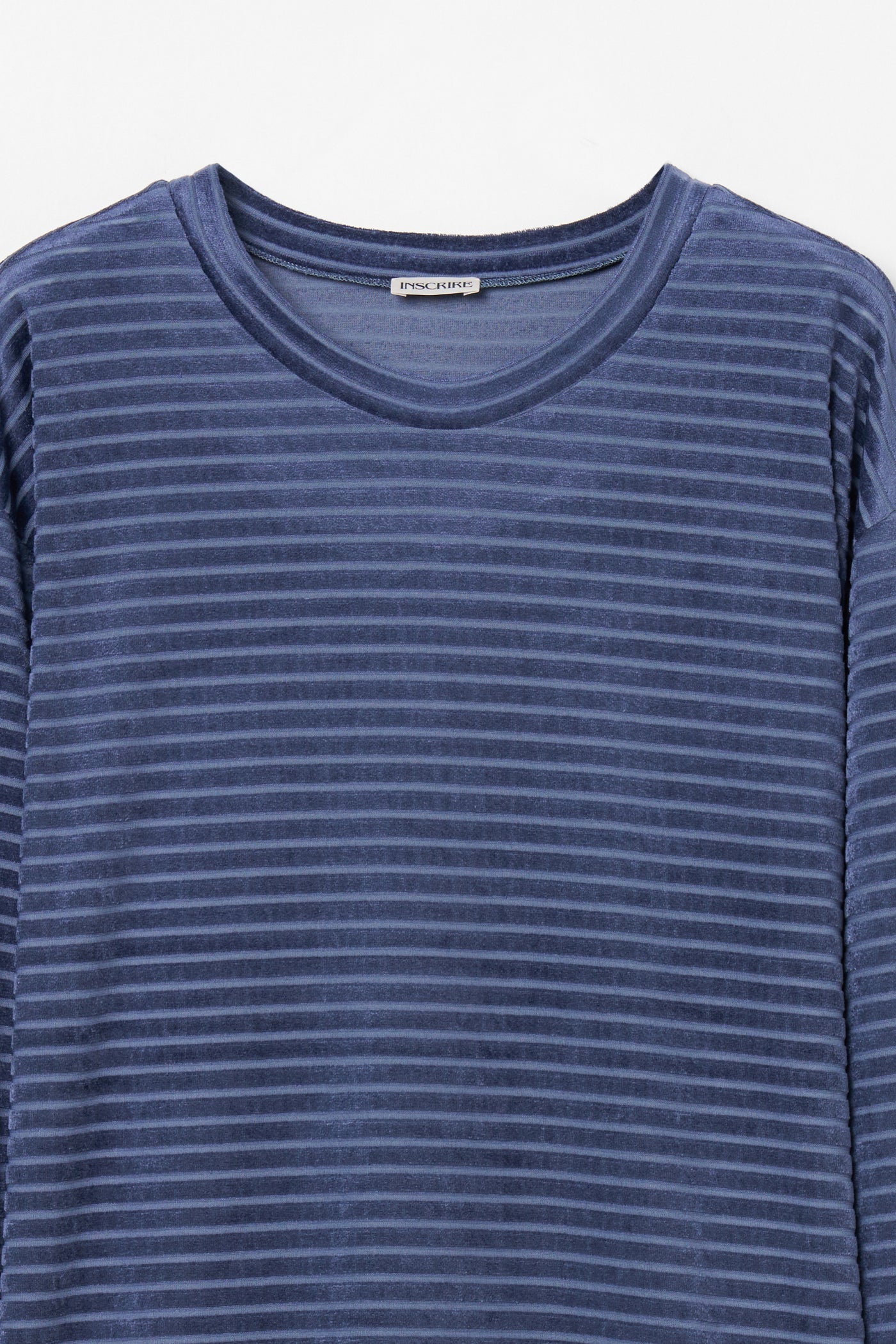 INSCRIRE - Velour Border T-Shirt - BLUE – un