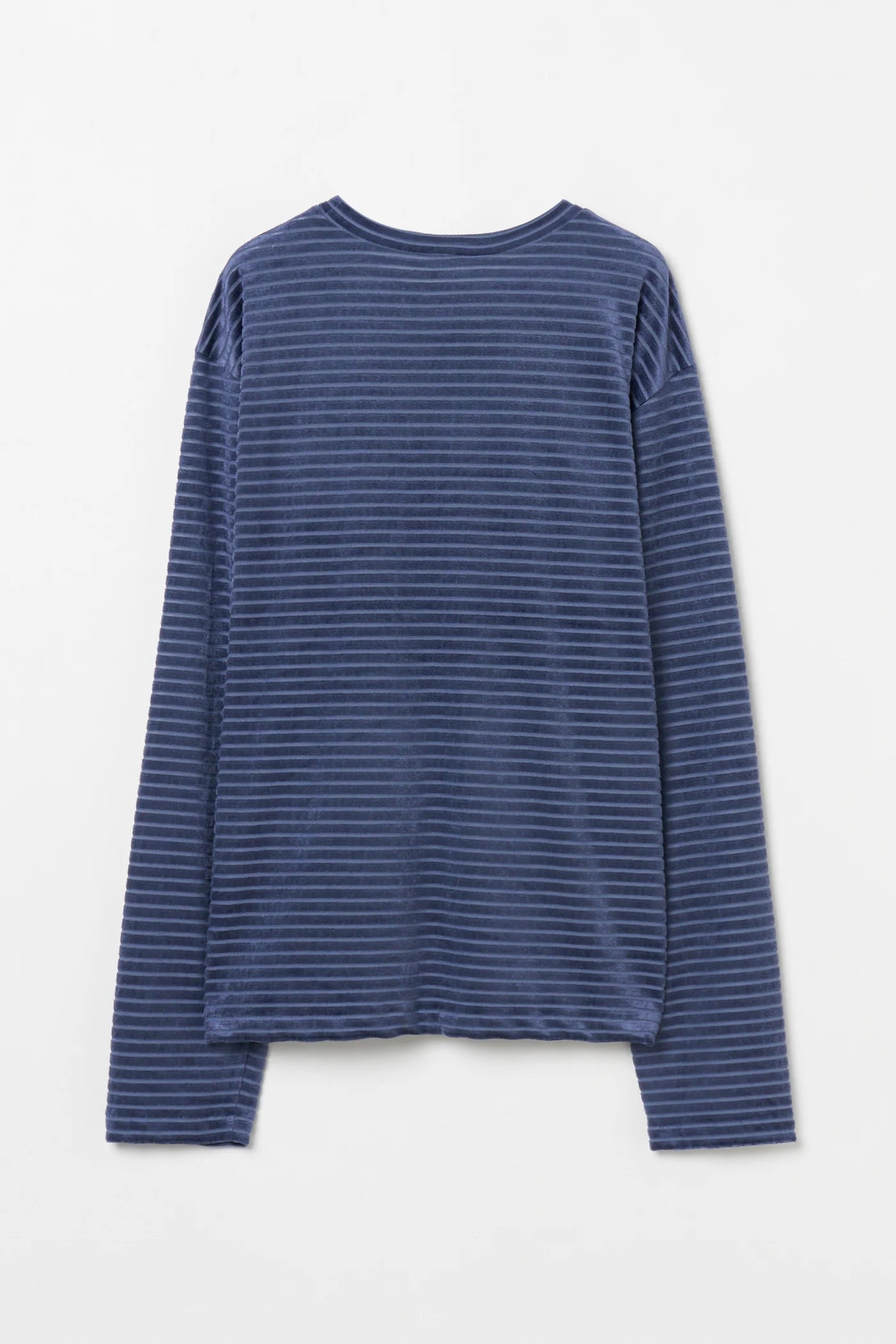 INSCRIRE - Velour Border Long Sleeve Tee - BLUE