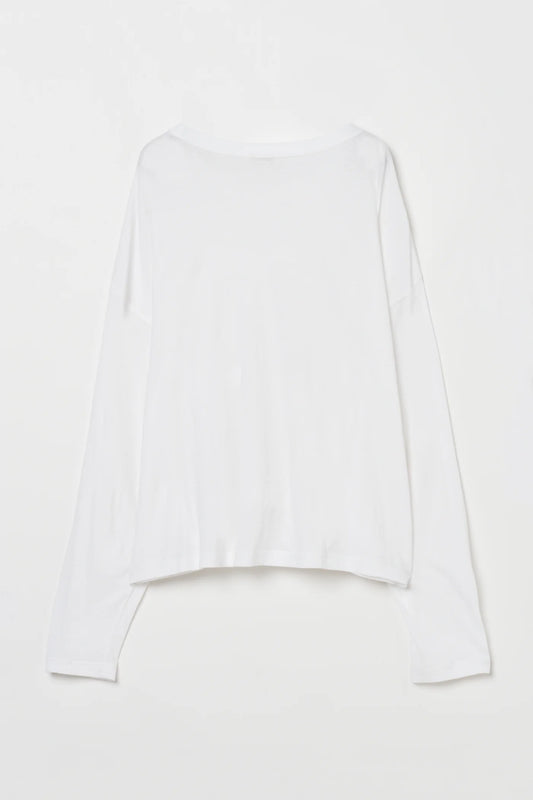 INSCRIRE - Cotton Silk Over Size Long T- Shirt - WHITE
