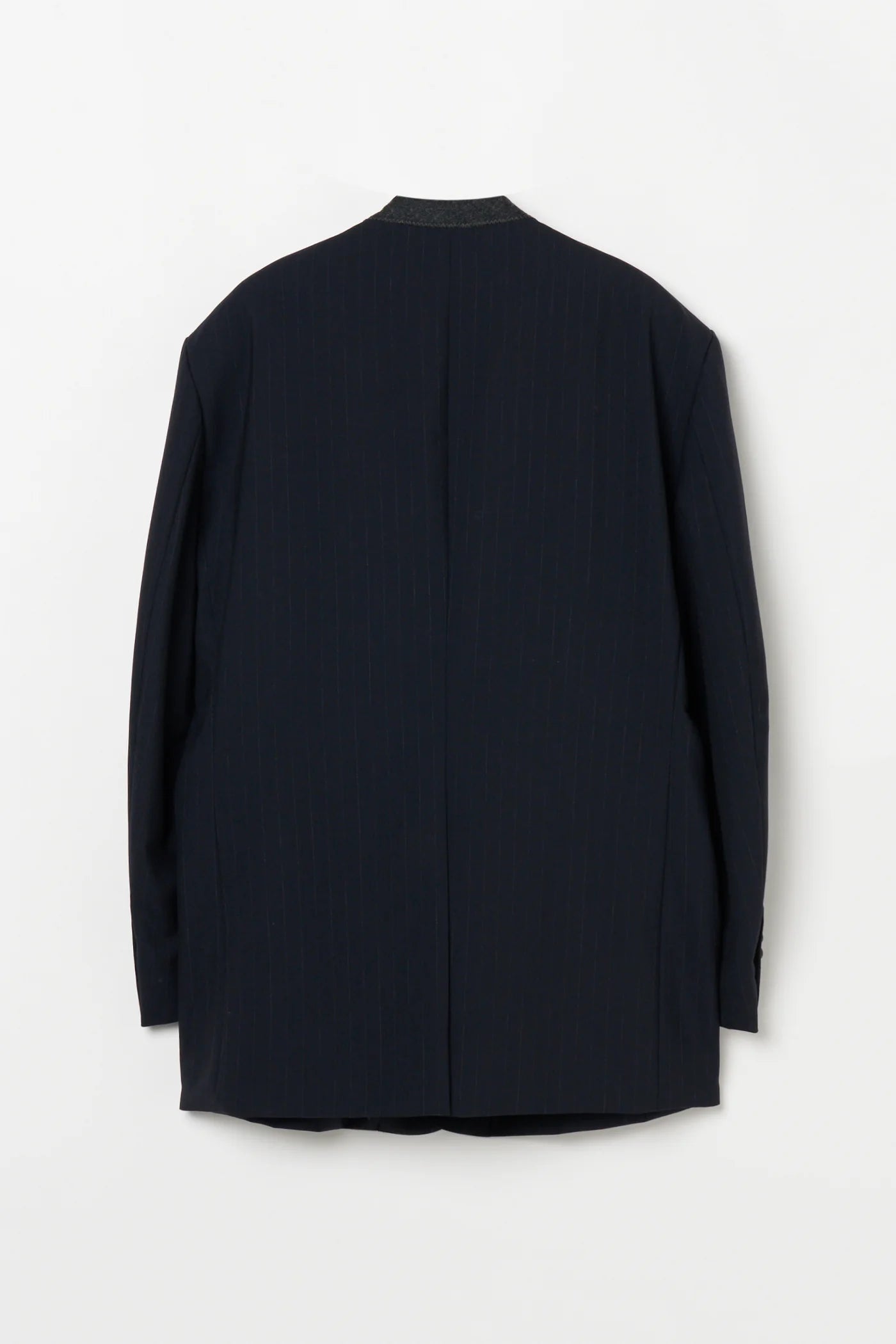 INSCRIRE - Wool 2-way Over Size Jacket - NAVY STRIPE