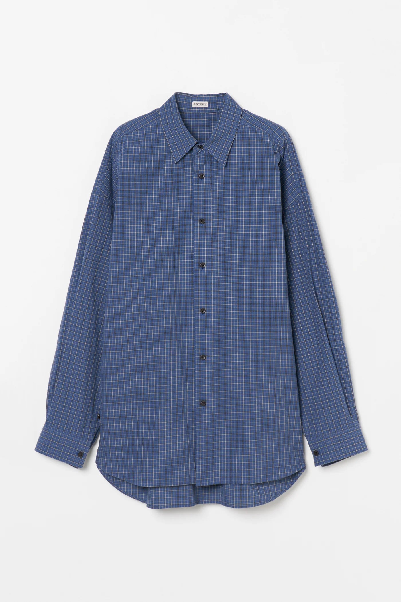 INSCRIRE - Cotton Check Cape Shirt - BLUE
