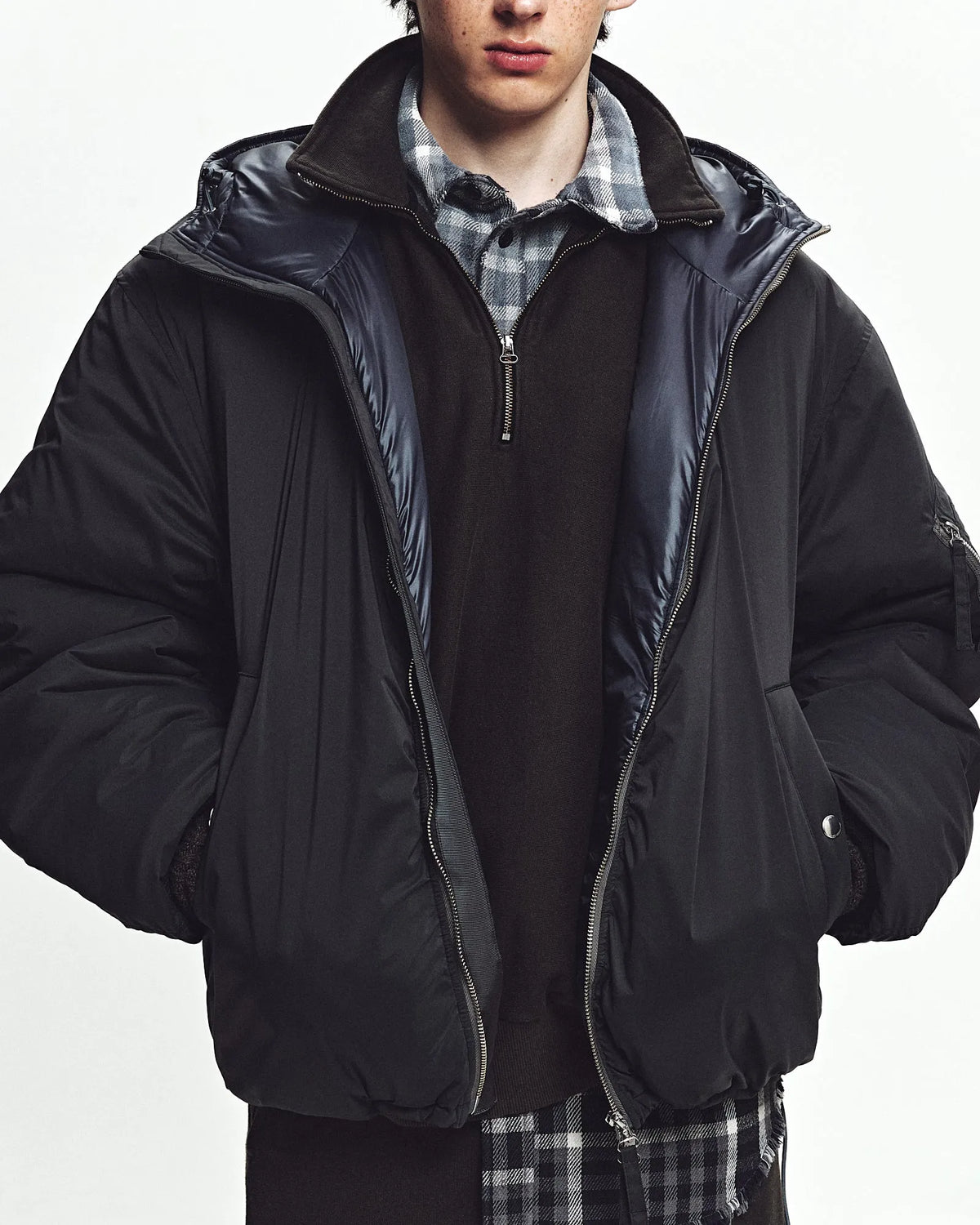 JOHN MASON SMITH / JANE SMITH - 40d NYLON TAFFETA TACTICAL ZIP BLOUSON - BLACK