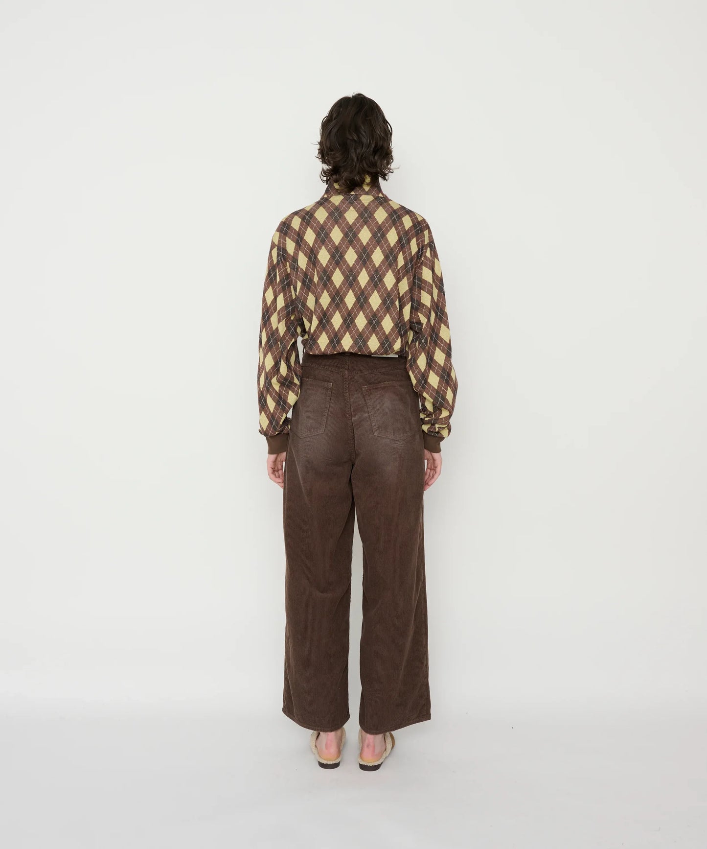 JOHN MASON SMITH / JANE SMITH - 8W COTTON CORDUROY TUCK 5 POCKET PANTS - BROWN