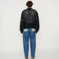JOHN MASON SMITH / JANE SMITH - 7G MESH POLO COLLAR CARDIGAN - BLACK