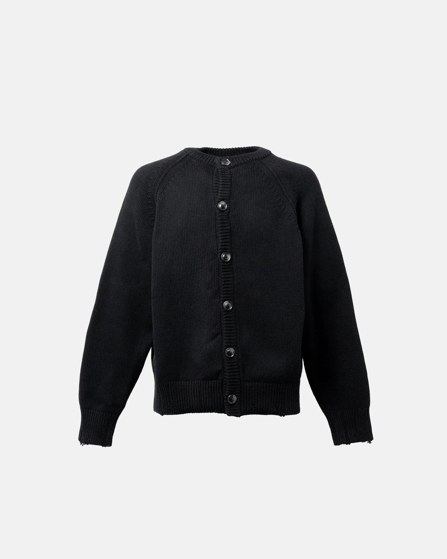 SimplyComplicated - DISTRESSED COTTON CARDIGAN - BLACK