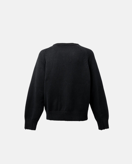 SimplyComplicated - DISTRESSED COTTON CARDIGAN - BLACK