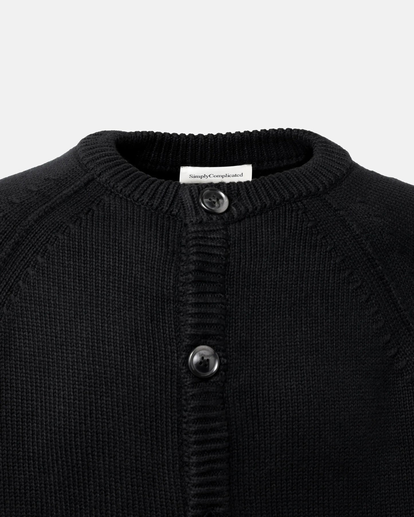 SimplyComplicated - DISTRESSED COTTON CARDIGAN - BLACK