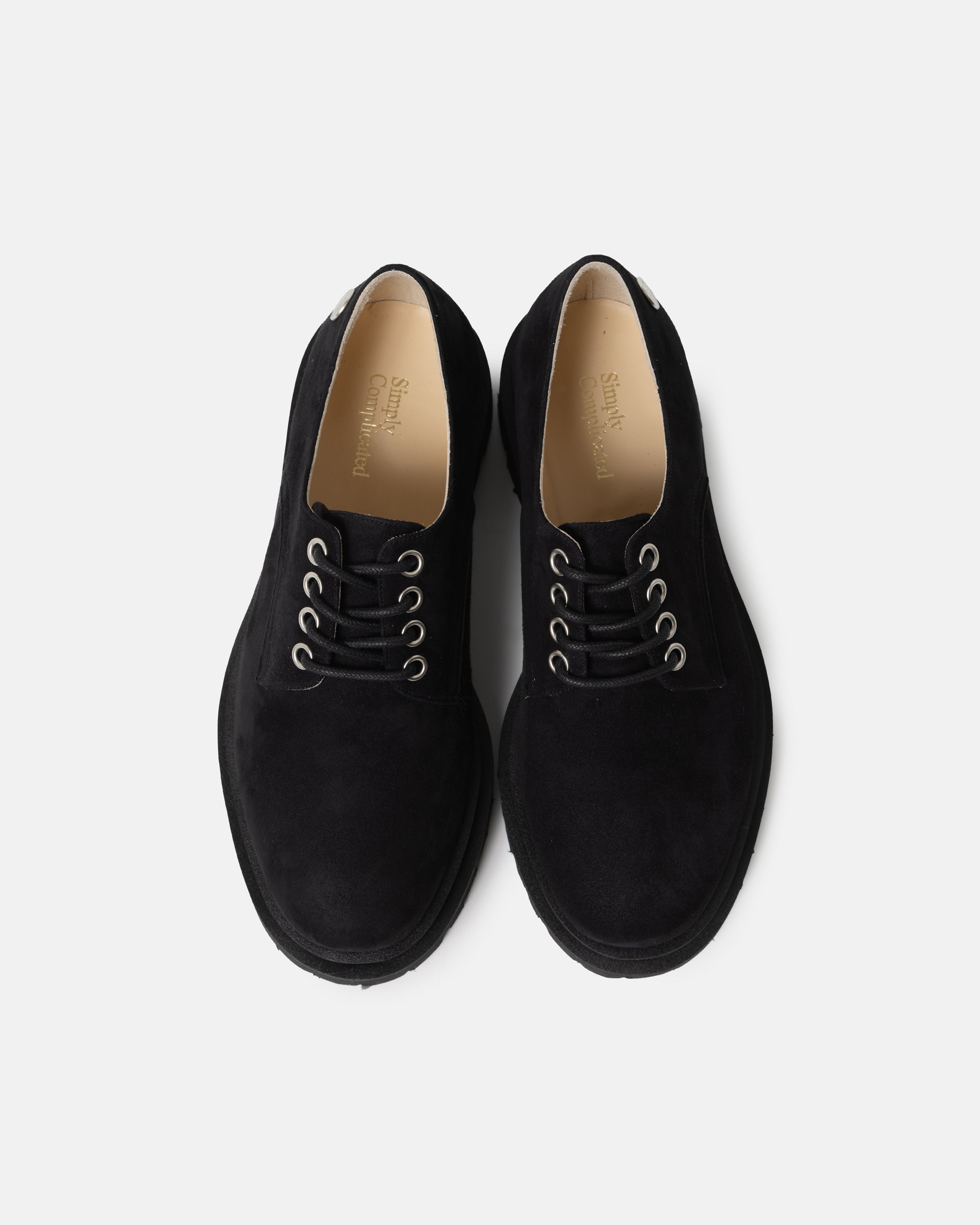 SimplyComplicated LUG DERBY SUEDE - BLACK – un