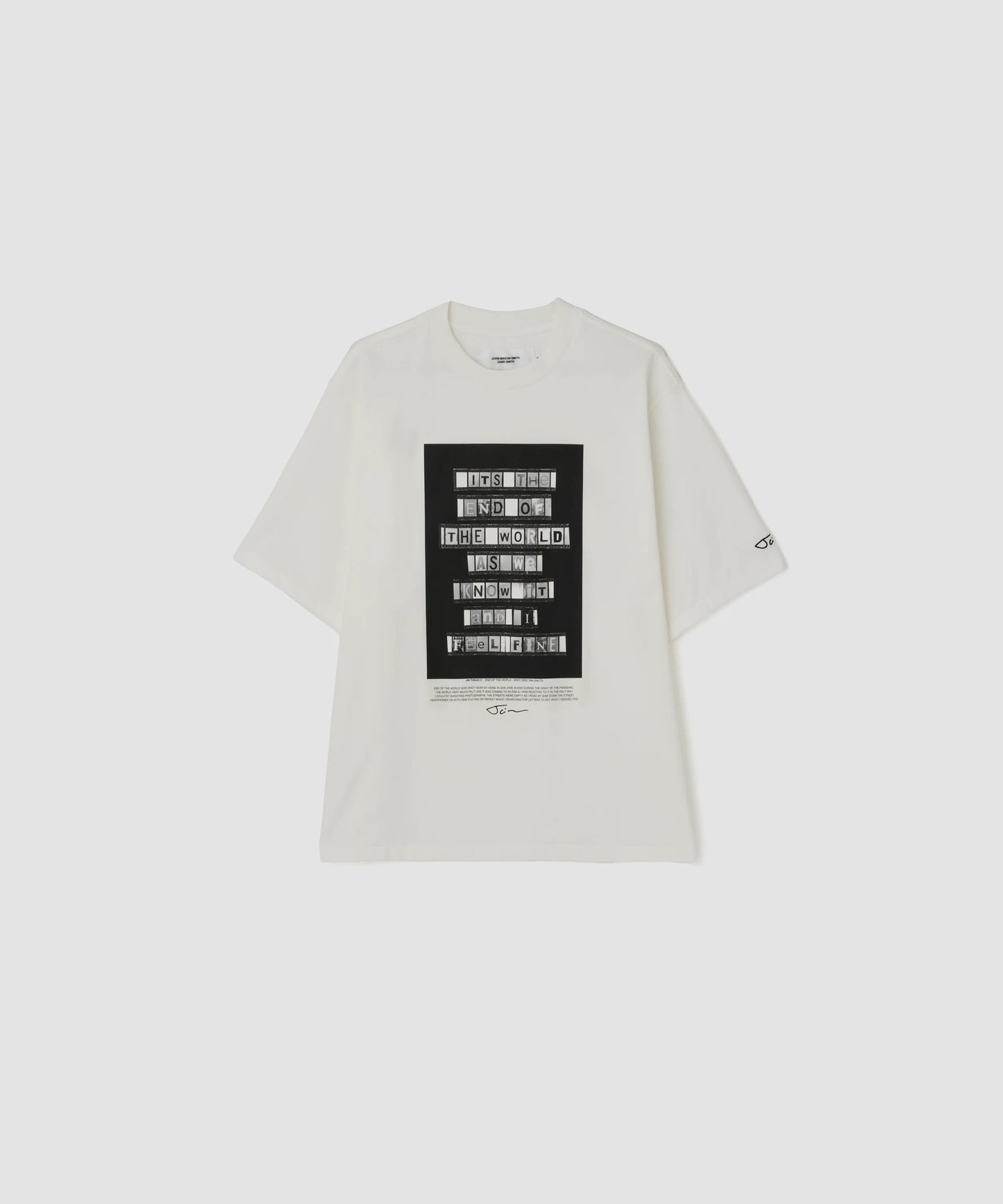 JOHN MASON SMITH / JANE SMITH - JAI TANJU END OF THE WORLD SHOT S/S T-SHIRT - WHITE