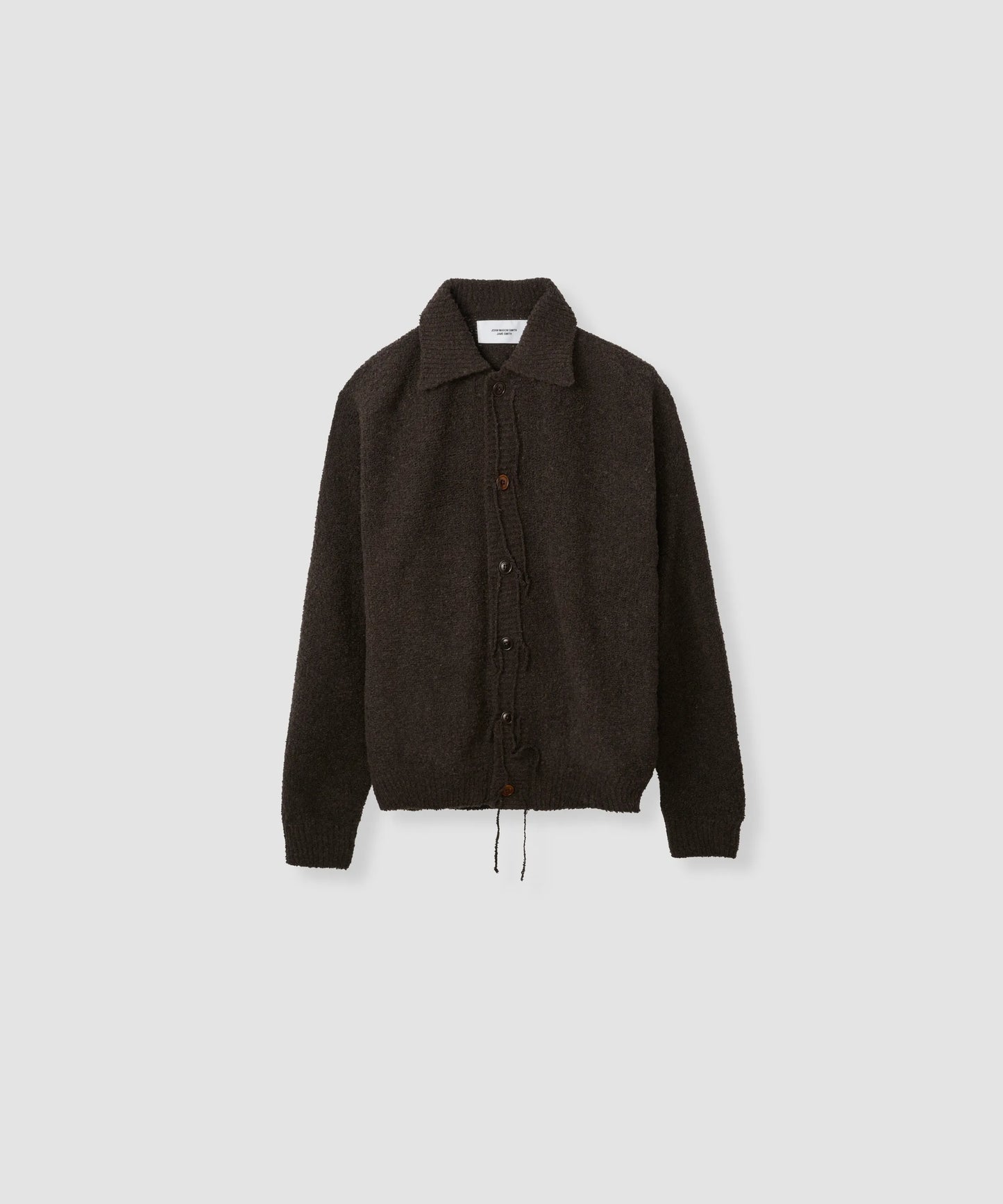 JOHN MASON SMITH / JANE SMITH - 5G REVERSE STICHES POLO COLLAR KNIT CARDIGAN - BROWN