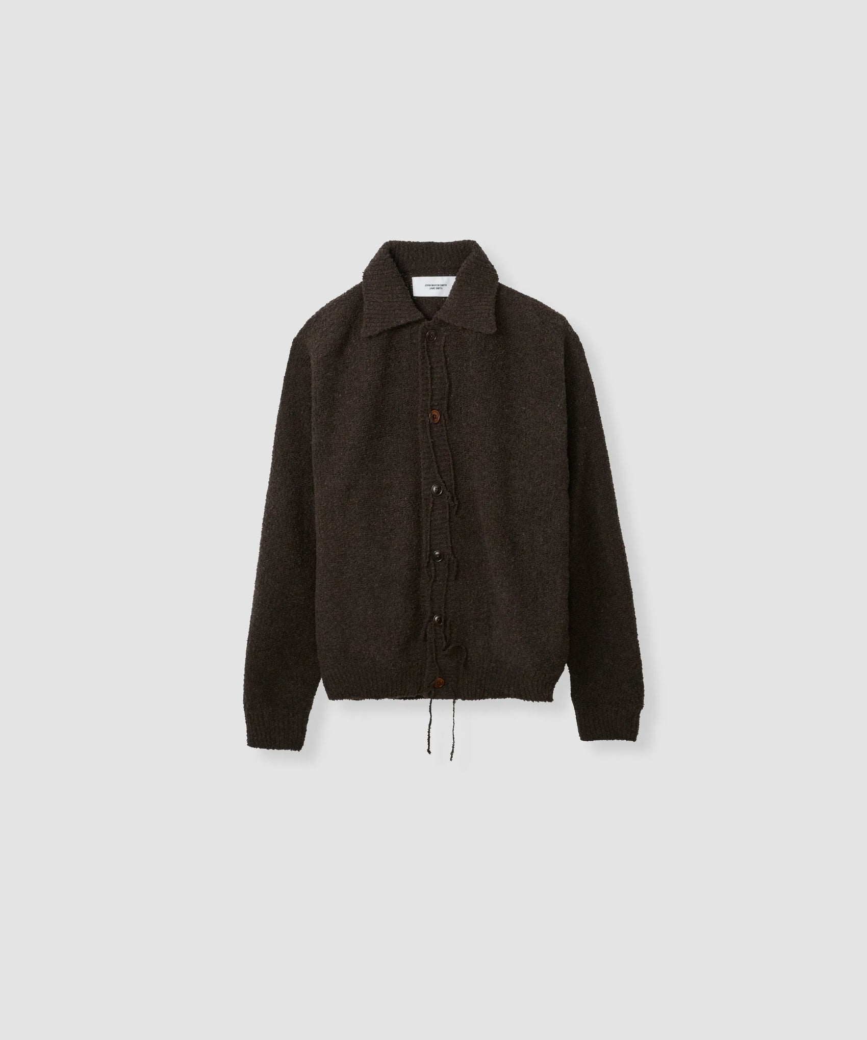 JOHN MASON SMITH / JANE SMITH - 5G REVERSE STICHES POLO COLLAR KNIT CARDIGAN - BROWN