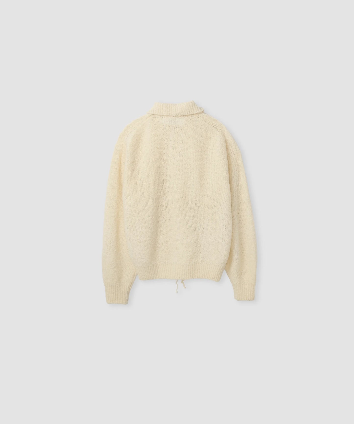 JOHN MASON SMITH / JANE SMITH - 5G REVERSE STICHES POLO COLLAR KNIT CARDIGAN - OFF WHITE