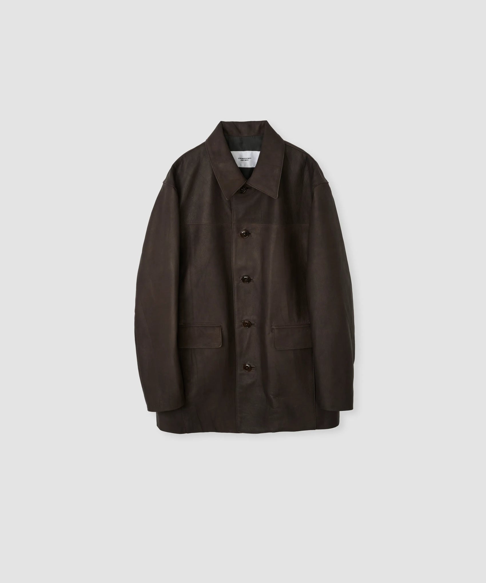 JOHN MASON SMITH / JANE SMITH - COW LEATHER CAR COAT - BROWN