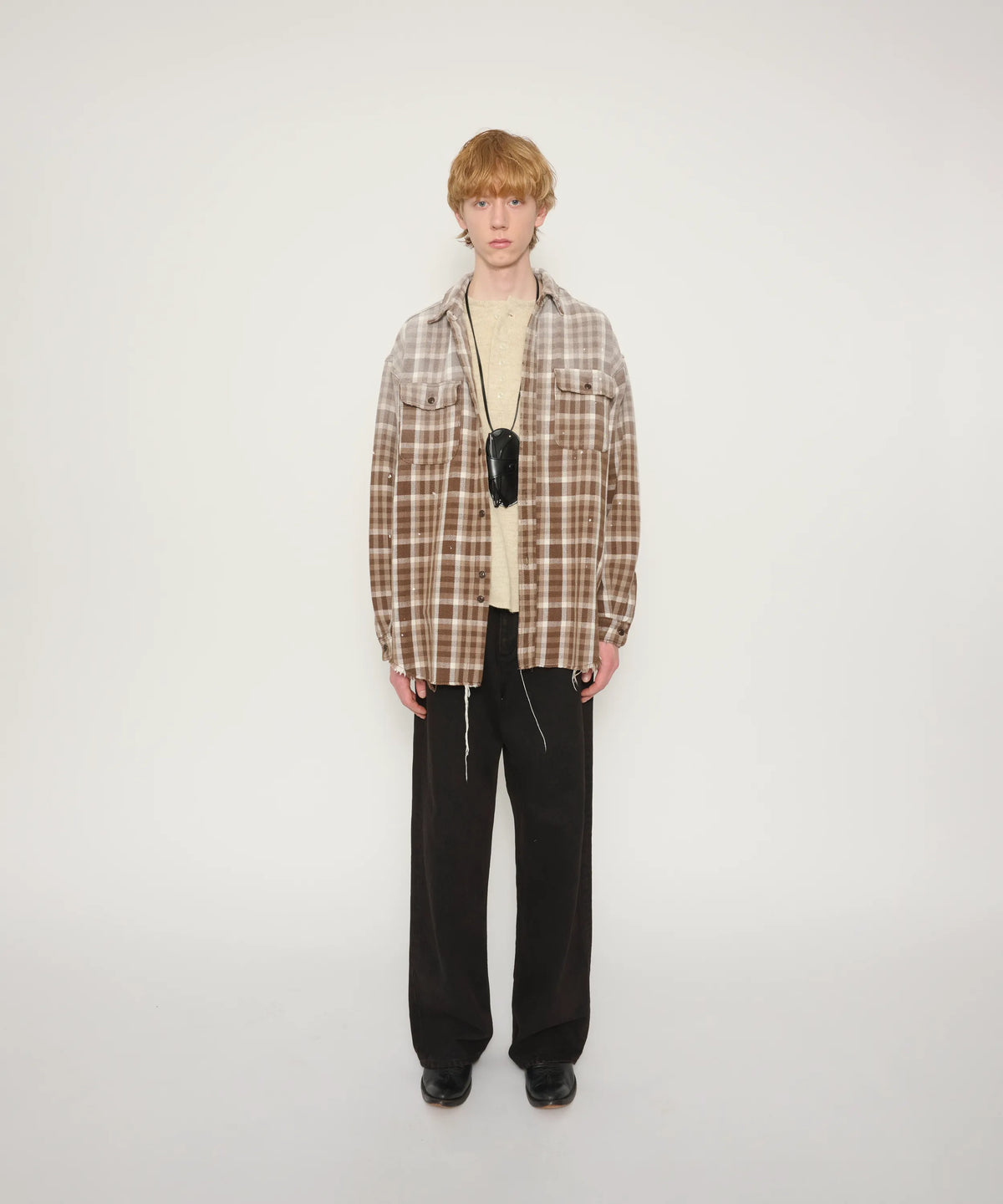 JOHN MASON SMITH / JANE SMITH - COTTON FLANNEL OVERSIZED SHIRT - GRAY CHECK