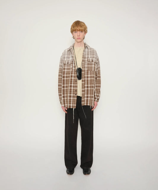 JOHN MASON SMITH / JANE SMITH - COTTON FLANNEL OVERSIZED SHIRT - GRAY CHECK